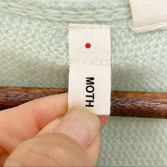 Anthropologie Moth Open Front Cardigan Angora Wool Blend Green Small - Picture 7 of 9